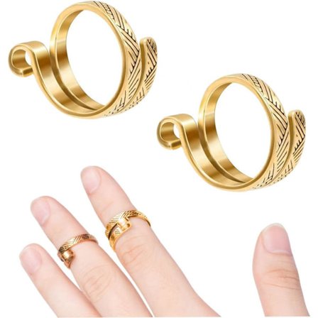 2-pack sticknings- och virkningsöglor för fingrar, öppna garnstyrningsfingerhållare i metall, stickningsfingerborgar för virkning i guld