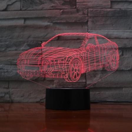 Auto-muotoinen 3D-lamppu 5V USB LED-yövalo Akryyli Lasten Lava-lamppu 7 väriä Kosketus pöytävalaisin Makuuhuoneen sisustus LED-yövalo