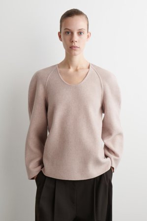 COS Women's Double-Faced Wool Top in Beige