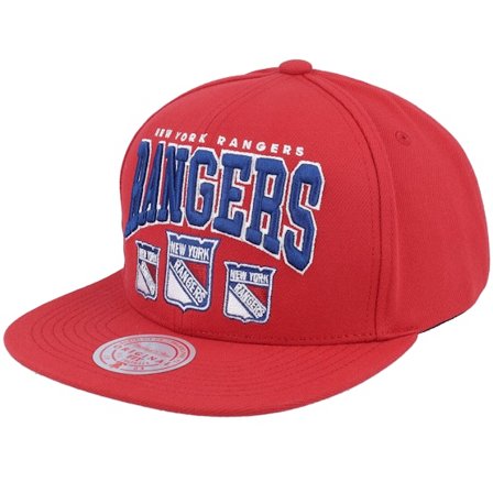Mitchell & Ness - Rojo snapback Gorra - New York Rangers Champ Stack Vintage Red Snapback @ Hatstore
