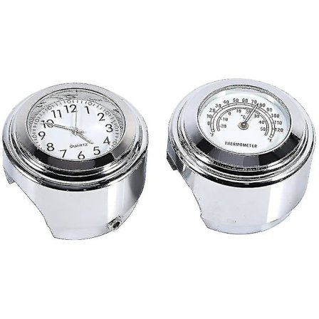 Vanntett Motorsykkel Styremontert Klokka og Termometer, 7/8"