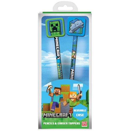 Minecraft Icon Blyertspenna och Topper (2-pack) One Size Blå/Grön