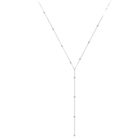 Sterling Sølv Lariat Halskæde, Chic Minimalistisk Drop Bar Y Kæde