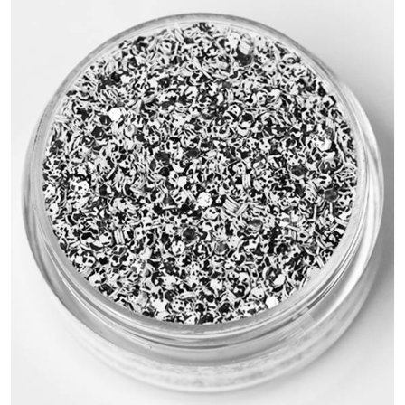 Negleglitter - Hexagon - Tofarvet sort/hvid - 8ml - Glitter