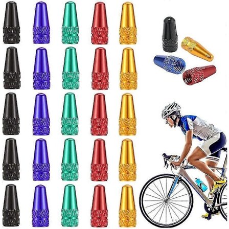 25 stk. Flerfargede Anodiserte Sykkelventilhetter i Aluminiumlegering, Deksel for Fransk Ventilstil