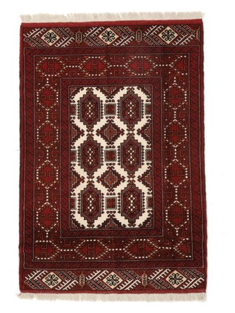 Perzisch Turkaman Vloerkleed 88X126 Zwart/Donkerrood (Wol, Perzië/Iran)