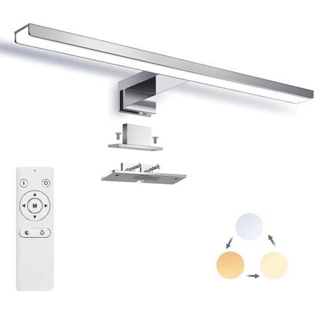 Himmennettävä LED-peililamppu, kylpyhuoneen seinävalaisin 40 1200lm 12w Ip44, säädettävä väri 3000k 4500k 6000k, peililamppu kaukosäätimellä, kiinnitä