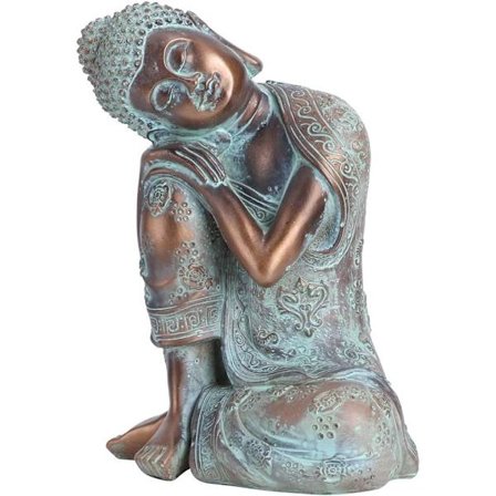 Zen-lignende sovende Buddha-statue, 9,1 tommer høy antikk harpiks Buddha St