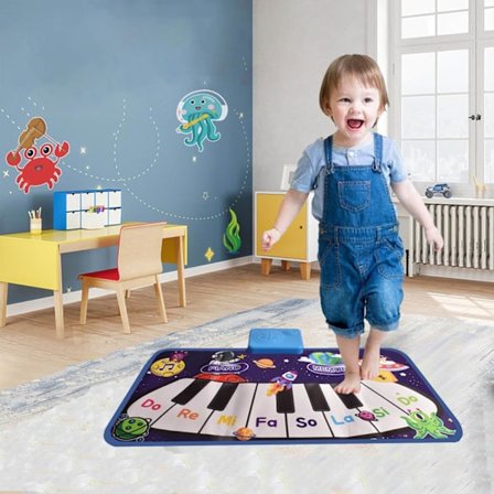 Børns klavertaster musik print tæppe, musikalsk keyboard playmat elektronisk musik play tæppe dansemåtte til sofa sofa spil gulv let blødt tæppe