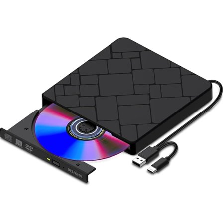 Extern CD DVD-läsare USB 3.0 Type-C Portabel DVD-spelare för Windows 11/10/MAC OS