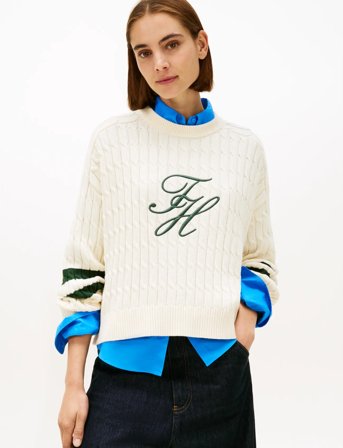 Tommy Hilfiger Textured Graphic C-Nk Ls Swt - Cream - S