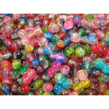 100st Crackle Glaspärlor 4mm- Blandade Färger Flerfärgad 4 Mm