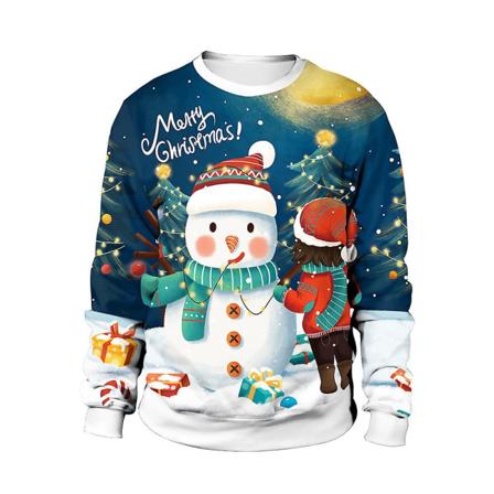 Joulupaita Talvi Syksy Crew Neck Topit Pusero ed Pure Santa Printed W Snowman M