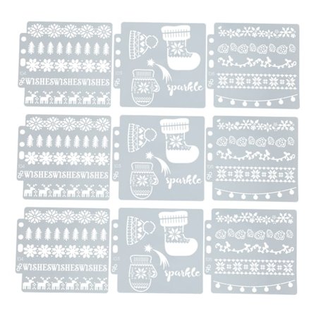 9 kpl ontto maalauspohjat PET jouluaiheiset uudelleenkäytettävät kopiopiirustusstensiilit