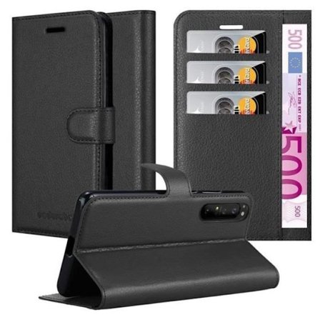 Coque för Sony Xperia 1 II Fodral i RAVEN SVART Etui Case Cover Skydd med magnetisk stängning Plånbok