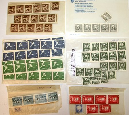 Sverige - Samling af striber i 1 kartotekskasse - Postfrisk