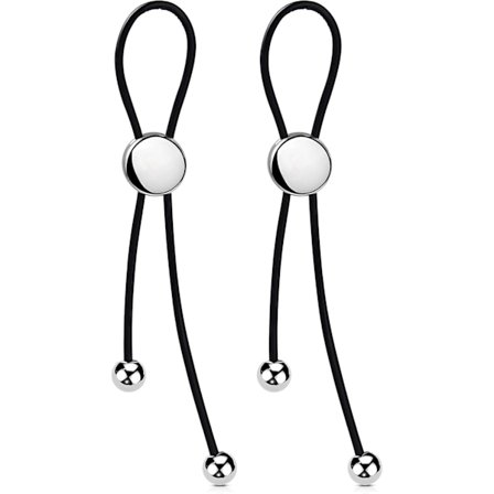 Falske brystvortepiercinger, justerbare falske brystvortepiercingsmykker, lærmateriale snordesign ikke-piercet smykke sølv