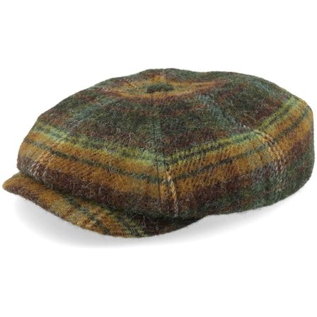 Stetson - Vert flatcap Casquette - Hatteras Wool Check Flat Cap @ Hatstore