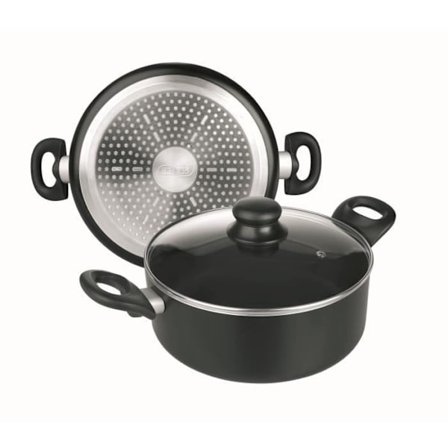 IBILI - Kastrull med glaslock, aluminium, 24 cm, non-stick, induktionskompatibel