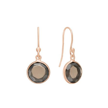 Frk. Lisberg, Cat earrings smoke quartz rose gold plated Geel, Dames, Maat:ONE Size
