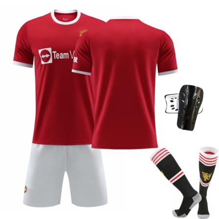21-22 Mestarien liigan versio Red Devilsin kotipaidasta nro 7 Ronaldo nro 6 Pogba nro 10 Rashford aikuisten puku No size socks + protective gear 20#