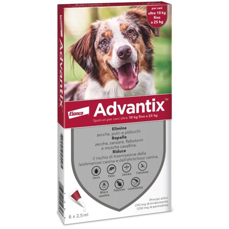 Advantix Spot On Per Cani da 10 a 25 Kg 2,5ml 6 Pipette