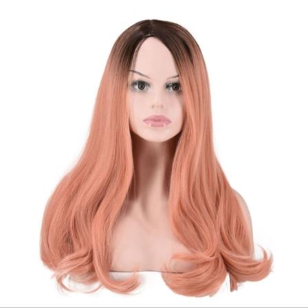 Dameparyk Gradient Farve Lang Krøllet Syntetisk Hår Varmebestandig Cosplay Paryk