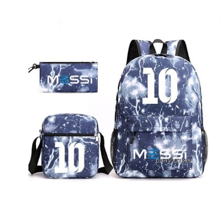 Fotboll Messi Unisex Skolväska Student Ryggsäck