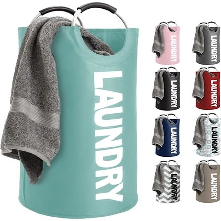 [NT] Vaskekurv, sammenleggbar tøybeholder, polstrede håndtak, høye sammenleggbare kleskurver