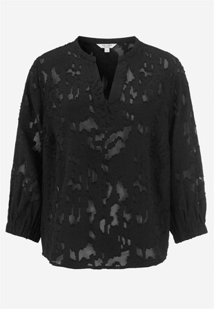 Cellbes of Sweden - Jacquardvævet, næsten gennemsigtig bluse i sort til damer i størrelse 50/52