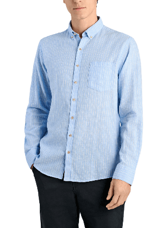 Lindbergh Cotton/linen shirt L/S Linneskjortor Herr Blå L