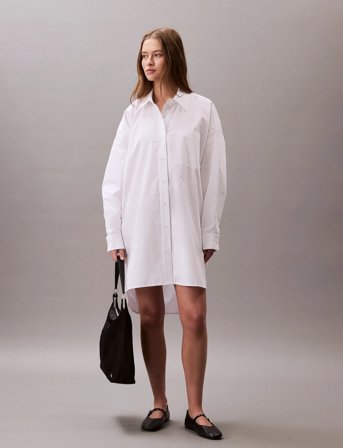 Calvin Klein Jeans Cotton Oversized Mini Shirtdress - White - M