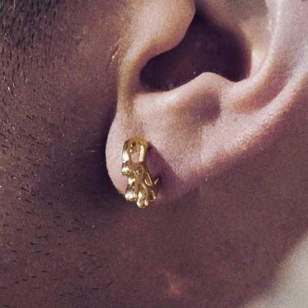 Fahrenheit | Orecchino Peace a bottone in acciaio fuso dorato for Men