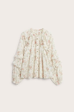 Newbie | Blomstrete bluse Newbie Woman Offwhite XS | Offwhite