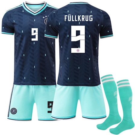 2025–2026 Tyskland VM Bortedrakt Barn Voksen Fotballdrakt Sett Nr.13 Müller Nr.8 Kroos Nr.7 Havertz