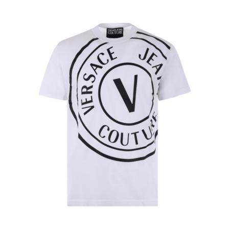 Versace Jeans Couture, Logo Print T-Shirt Biały, Mężczyzna, Rozmiar: M
