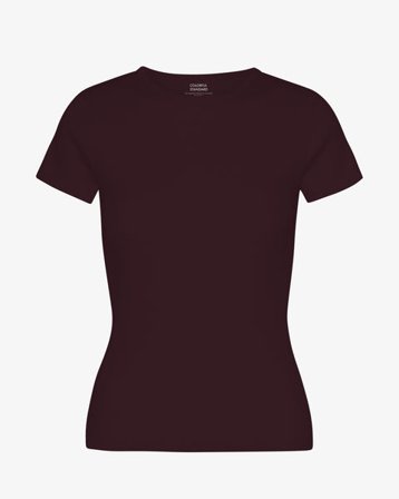 Organic Rib T-Shirt - Oxblood Red - Female - XS