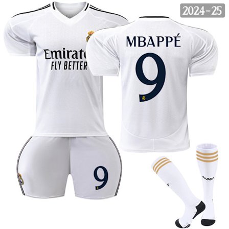 2024-2025 Real Madrid Hemma Barn Fotbollströja Nr. 9 Mbappé