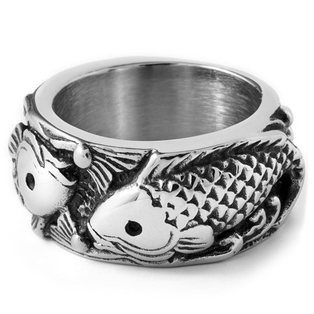 Inel din oțel cu pești pentru bărbați - Inele din oțel