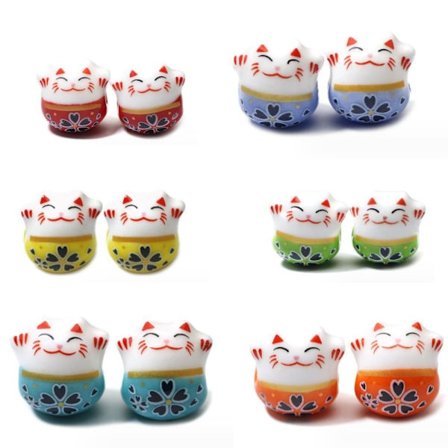 26 STK Lucky Cat Beads Cat Porselen Spacer Beads Fortune Cat