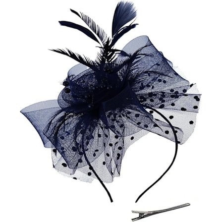 Dame Fjær Mesh Blomster Fascinator med Hodebånd og Klips Bryllup Te P