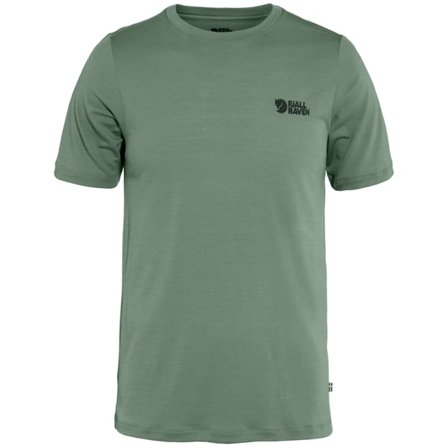 Fjällräven Men's Abisko Wool Logo Top in Patina Green | Size: Medium