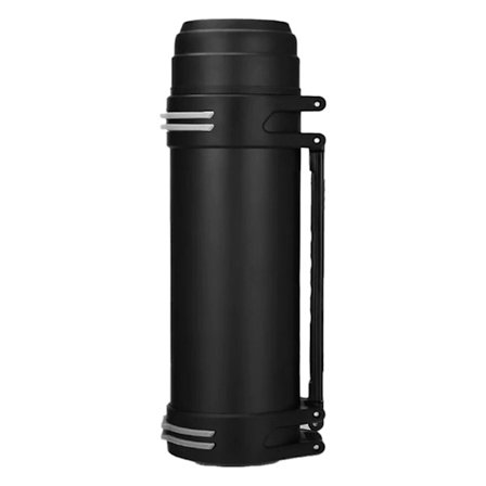 Isolert 2,5L vannflaske i rustfritt stål med bærehåndtak Bred munn Reisekanne Svart