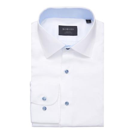 Borgio, koszula vallerona długi rękaw slim fit 00251 Biały, Mężczyzna, Rozmiar: L