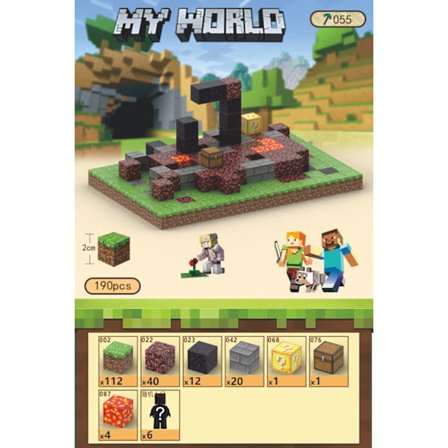 Minecraft byggeklodser, inklusive 128 seks-sidede magnetiske legetøj med 4 figurer, Strand