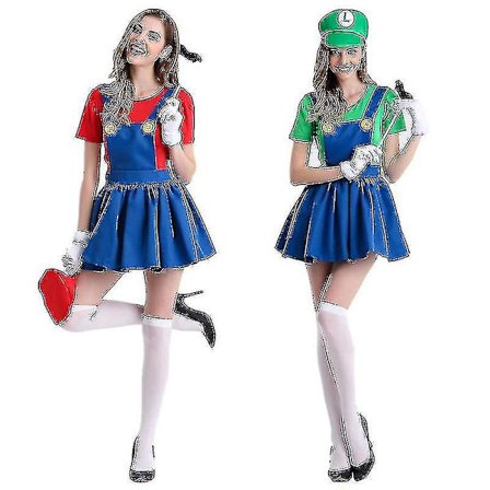 Voksne kvinder Super Mario uigi Bros Fancy Dress Damekjole W