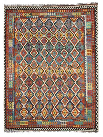 Handgeweven Kelim Afghan Old Style Vloerkleed 327X412 Wol Donkerrood/Bruin Groot