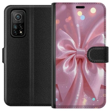 Kompatibelt Plånboksfodral till Xiaomi Xiaomi Mi 10T Pro 5G Rosa sidenrosett - Elegant glittrigt band med ljuseffekter