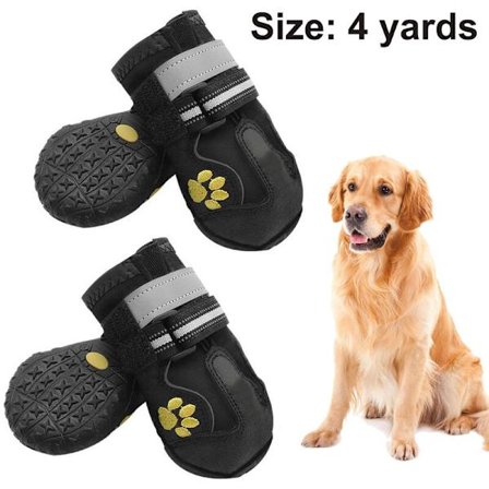 Antiskrid Hundesko Potebeskyttelse med Justerbar & Reflekterende Velcro Lukning Pakke med 4 til Mellemstore Hunde til Sommer, Sort, Størrelse 4