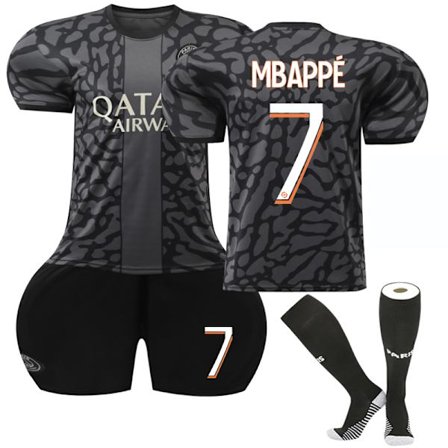 23-24 Paris Saint-Germain Børne Udebanetrøje Nr. 7 Mbappe